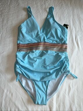 NWT Blooming Jelly Light Blue One Piece Swimsuit XL